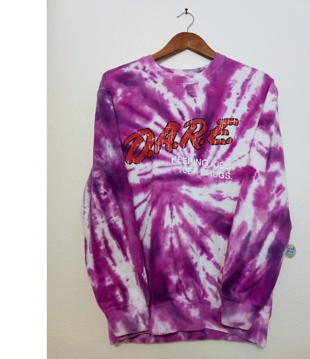 D.A.R.E. Tie Dye Oversized Sweatshirt Keeping Kids Off Drugs Crewneck SZ S